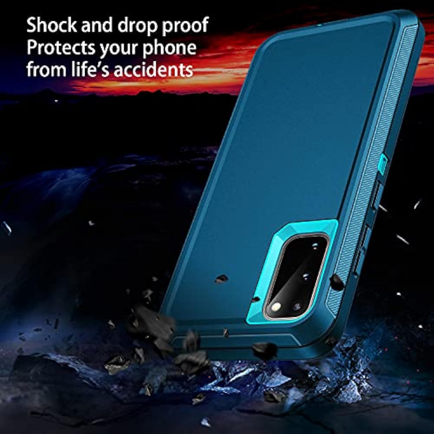 For Galaxy S20 5G Case,Shockproof Dropproof Dustproof 3-Layer Full Body Protection Rugged Heavy Duty High Impact Hard Cover Case For Galaxy S20 6.2 Inch,Turquoise