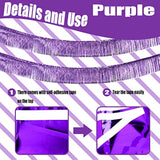 6 Pack 10 Feet Foil Fringe Garland Metallic Tinsel Streamers Banner Wall Hanging Backdrop Banner For Parade Floats, Thanksgiving, Christmas, Birthday, Halloween Party Decorations(Light Purple)