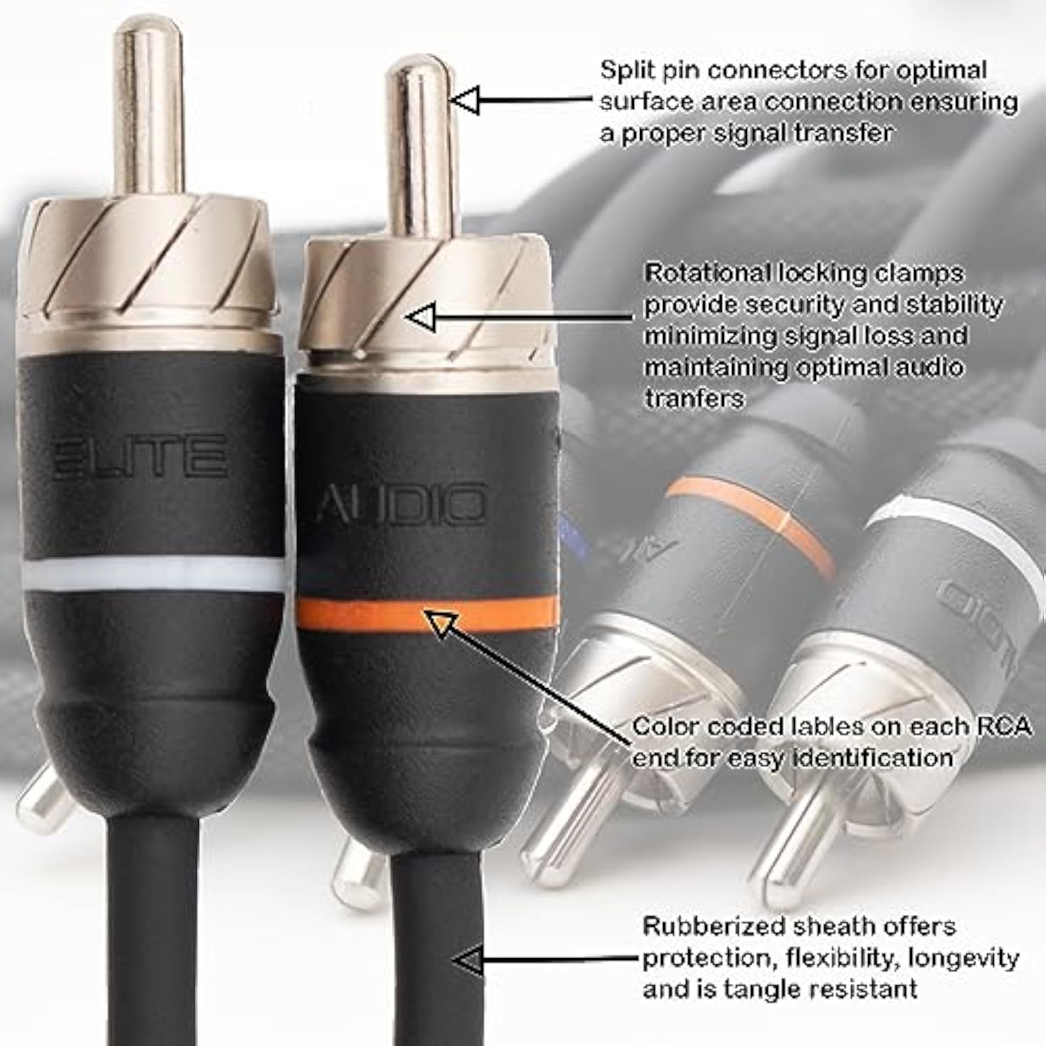 Premium Series 100% Ofc Copper Rca Interconnects Stereo Cable, 6 Channel 20' C