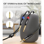 1/8 To 1/4 Stereo Cable, 1/8 Inch Trs Stereo To Dual 1/4 Inch Ts Mono Y-Splitter Cable 3.5Mm Aux Mini Jack To Jack Breakout Cord - 10 Feet
