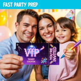 30pcs Neon VIP Birthday Invitations Purple Cards with Envelopes for Kids