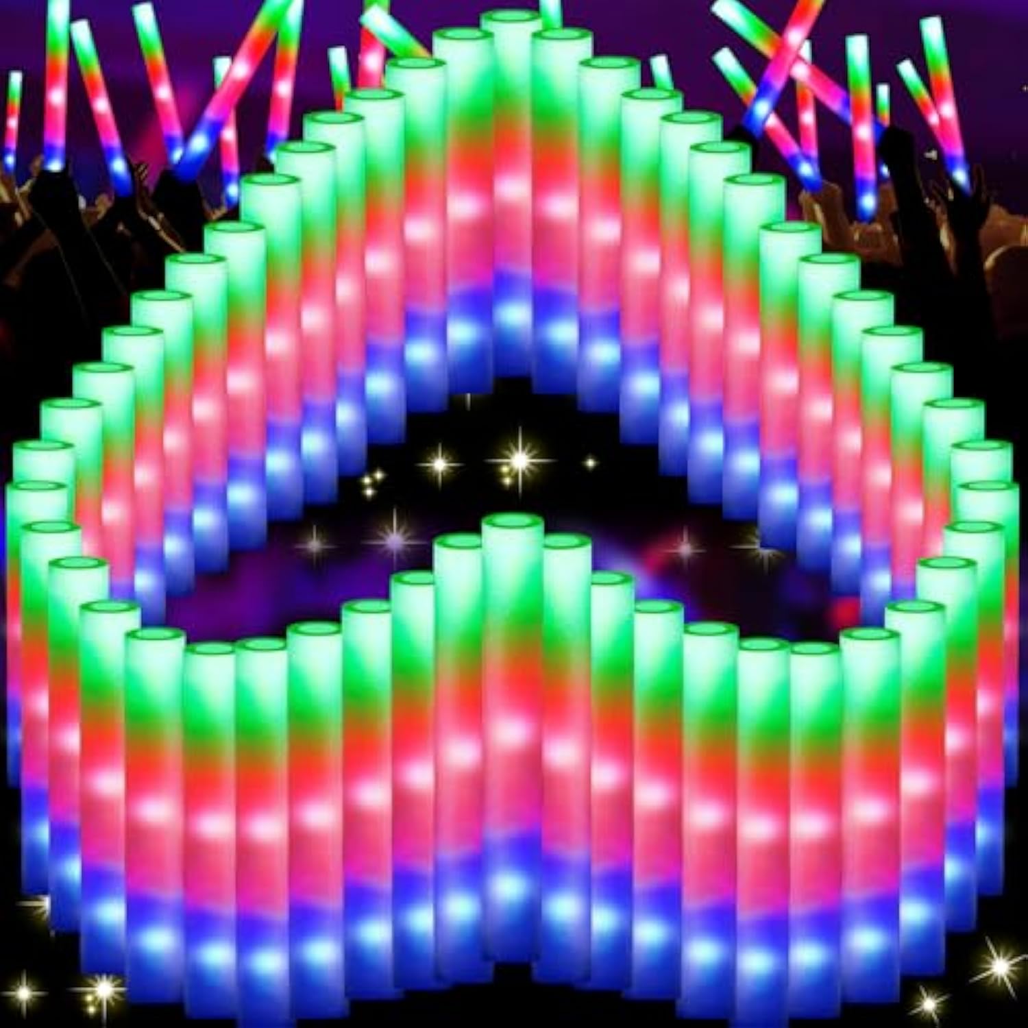 66 Pcs Foam Glow Sticks, Glow In The Dark Party Supplies, Foam Light Up Sticks With 3 Modes Colorful Flashing, Glow Party Supplies, Foam Glow Sticks Bulk For Wedding, Party, Concert, Raves, Birthday
