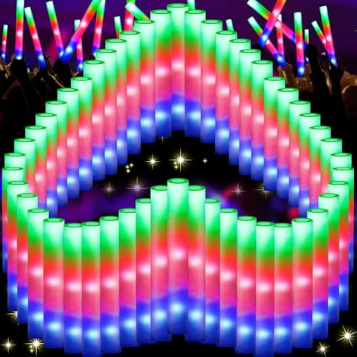 66 Pcs Foam Glow Sticks, Glow In The Dark Party Supplies, Foam Light Up Sticks With 3 Modes Colorful Flashing, Glow Party Supplies, Foam Glow Sticks Bulk For Wedding, Party, Concert, Raves, Birthday