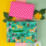 Reversible Jungle Wrapping Paper - Mini Roll - 17 Inch X 33 Feet - Tigers In The Jungle Wild One Birthday Wrapping Paper For Kids Girls Birthday, Baby Shower