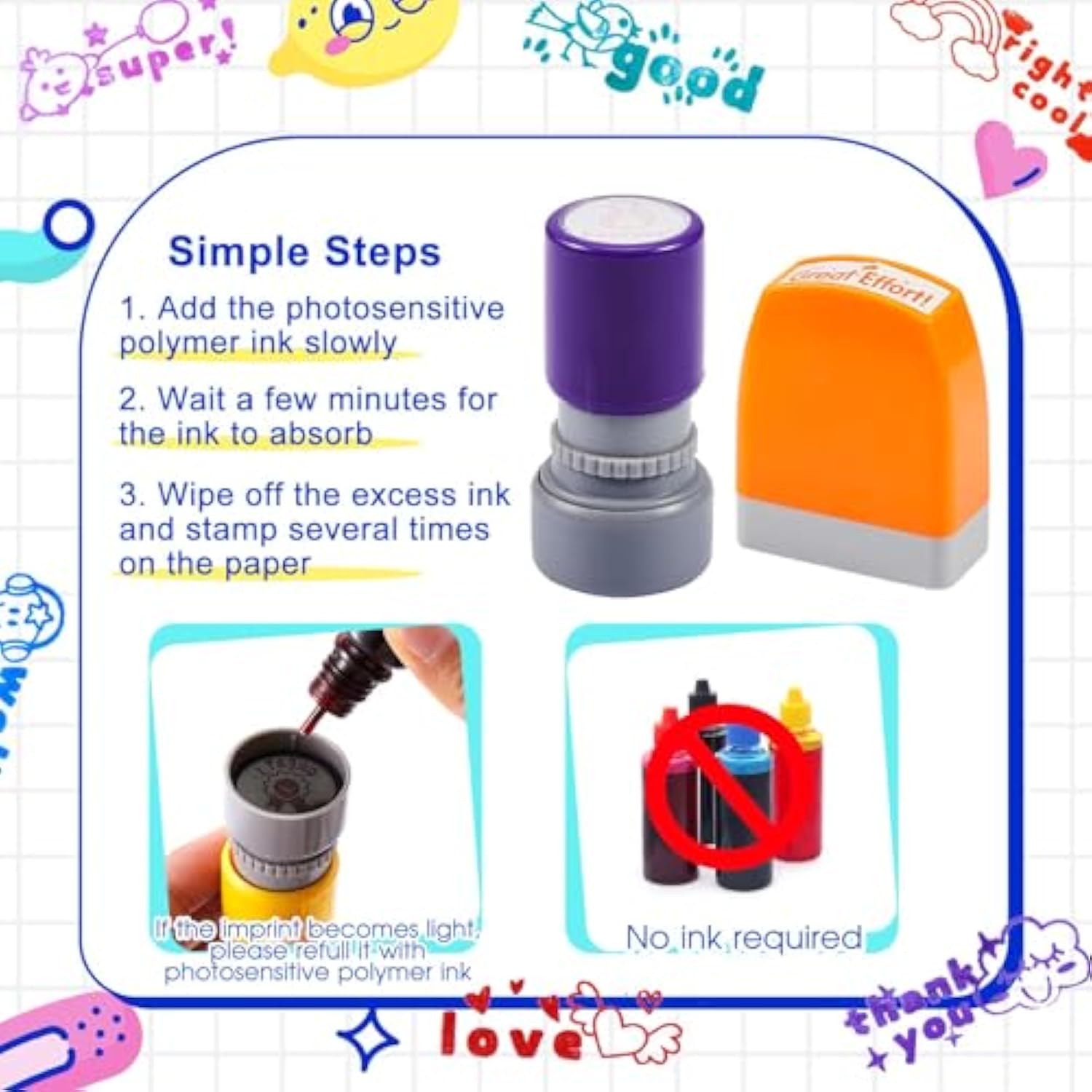 14 Pcs Teacher Stamps Set For Classroom Grading Self Inking Colorful Stamps For Teachers Motivational Messages Parent Signature Stamp School Supplies Christmas Gifts (Inspiration Style)