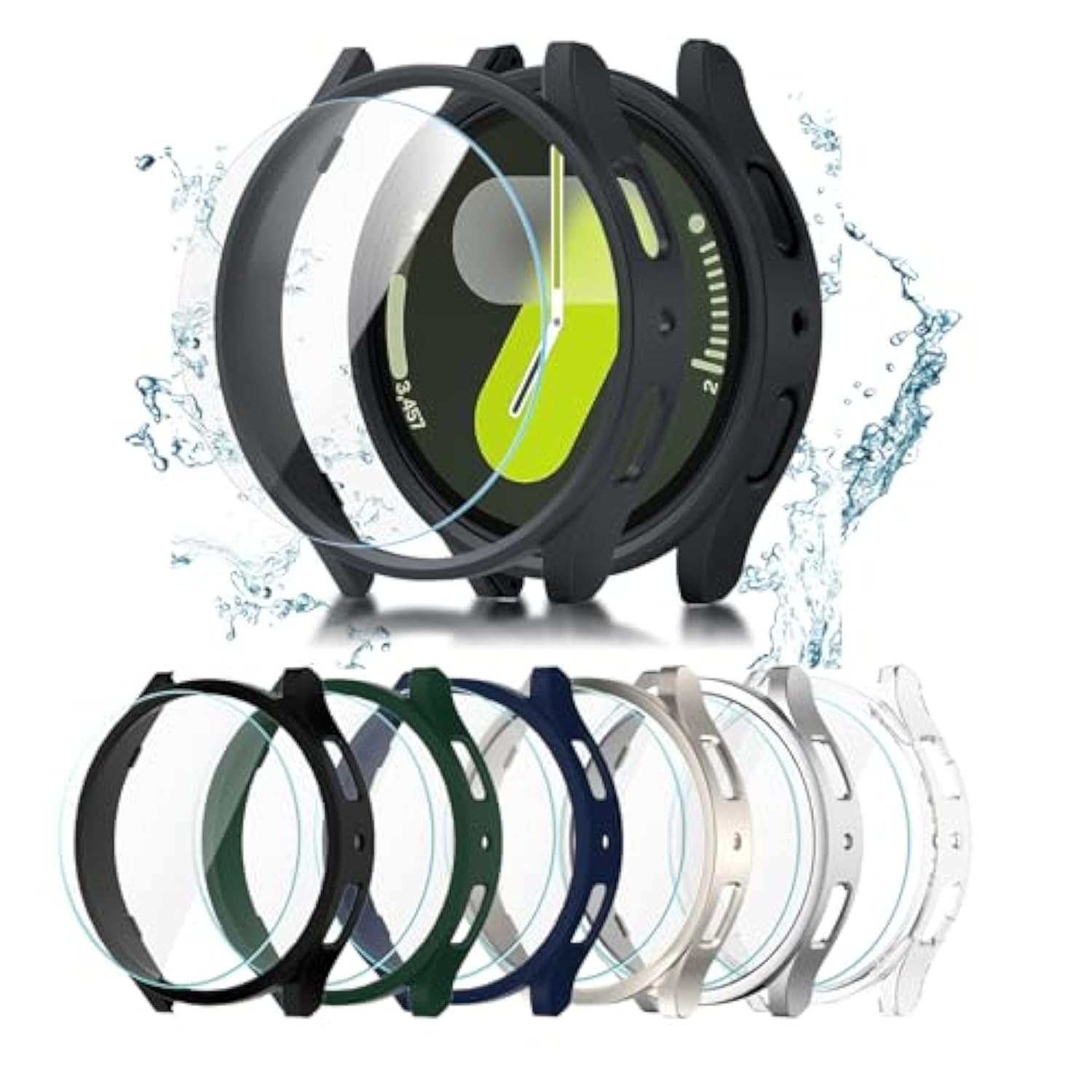 6+6 Pack Samsung Galaxy Watch 7 44mm Case & Screen Protector Anti-Fog Glass