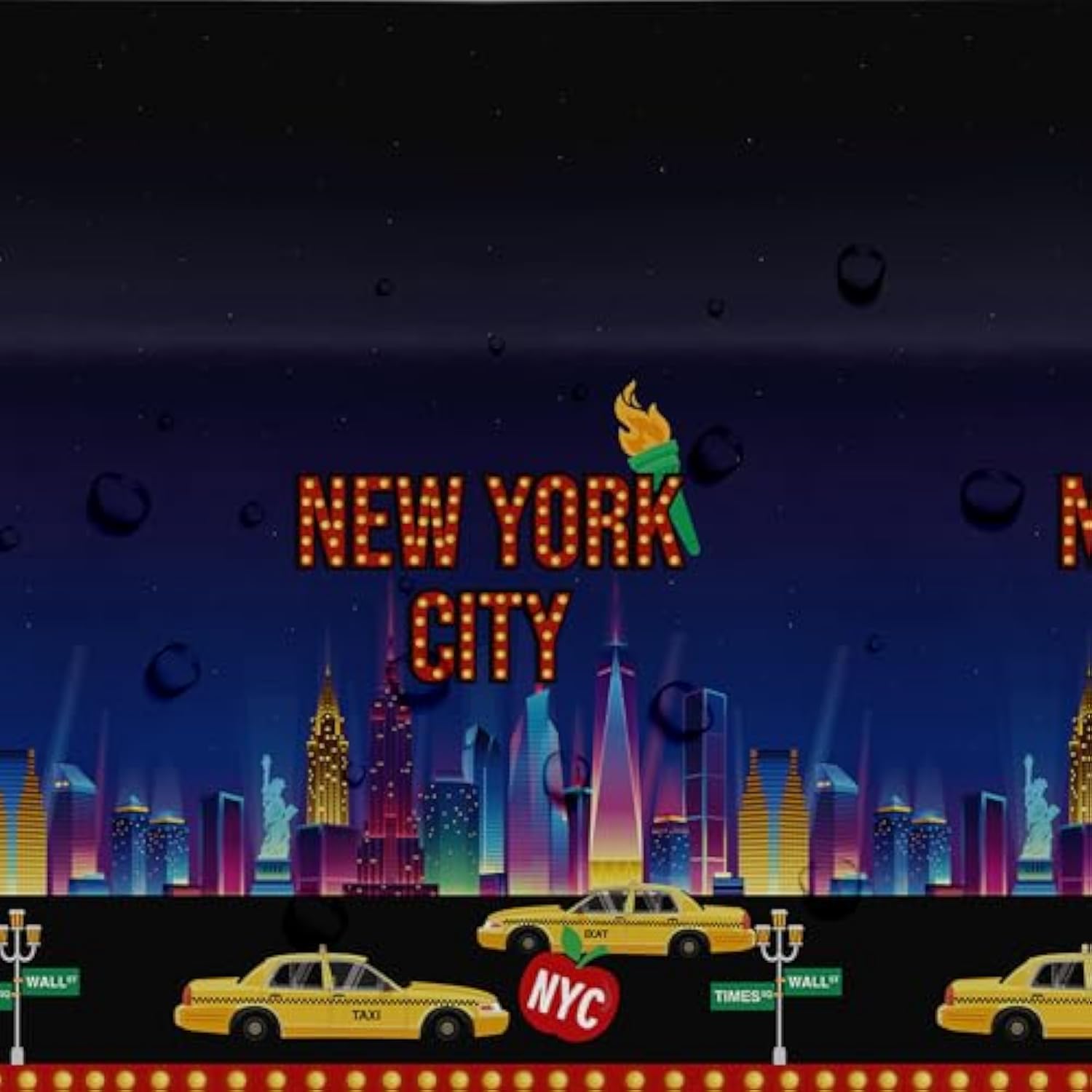 New York City Nyc Birthday Party Table Cloth Supplies, 3 Pack Disposable New York City Party Decorations Table Cover For Birthday Baby Shower, 86In X 55In