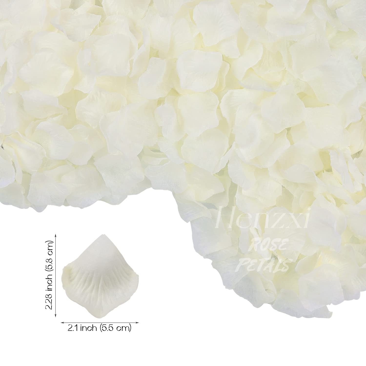 1000 Pcs Rose Petals, Artificial Flower Petals, For Romantic Night, Wedding, Event, Party, Valentine Decor (1000 Pcs, Ivory)