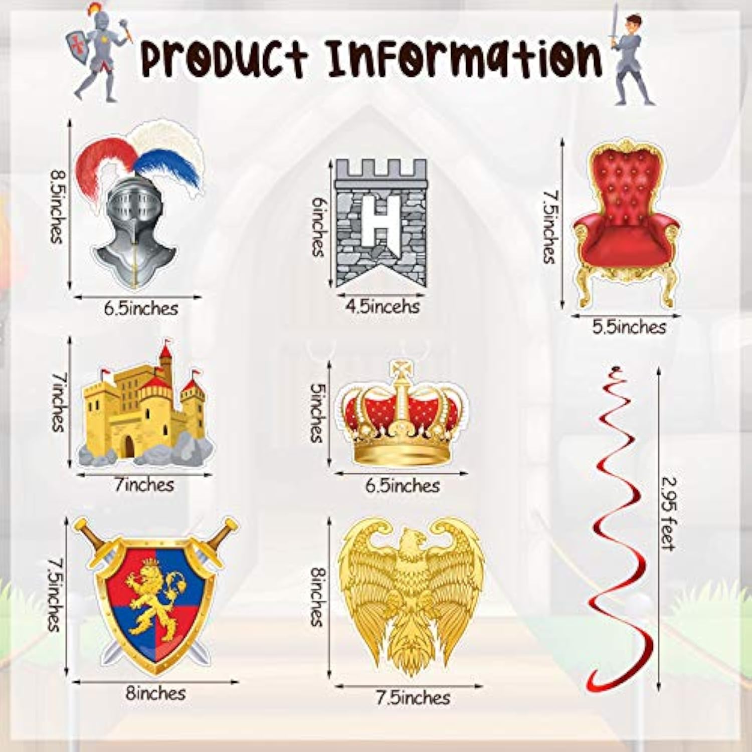 25 Pieces Medieval Birthday Banner Castle Party Supplies Knight Birthday Decorations Medieval Whirls Hanging Decorations Stone Wall Shield Armour Shield For Party Supplies