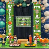 Sports Door Banner Party Decorations, Sports Theme Party Supplies With Welcome And It’S Game Time Porch Sign - Football Basketball Baseball Soccer Wall Hanging Decors