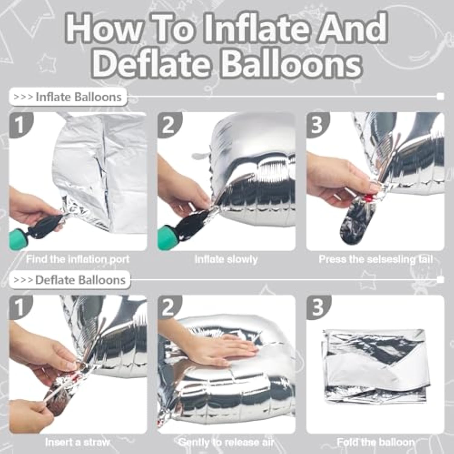 25Pcs Metallic Silver Square Foil Balloons Wall Backdrop Chrome Silver Balloons Tunnel Garland Arch Kit For Anniversary Bachelorette Birthday Engagement Bridal Baby Shower Party Decorations