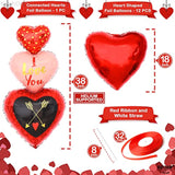 , Big 12+1 Red Heart Balloons Decorations - 38 Inch, Pack Of 13 | Hear