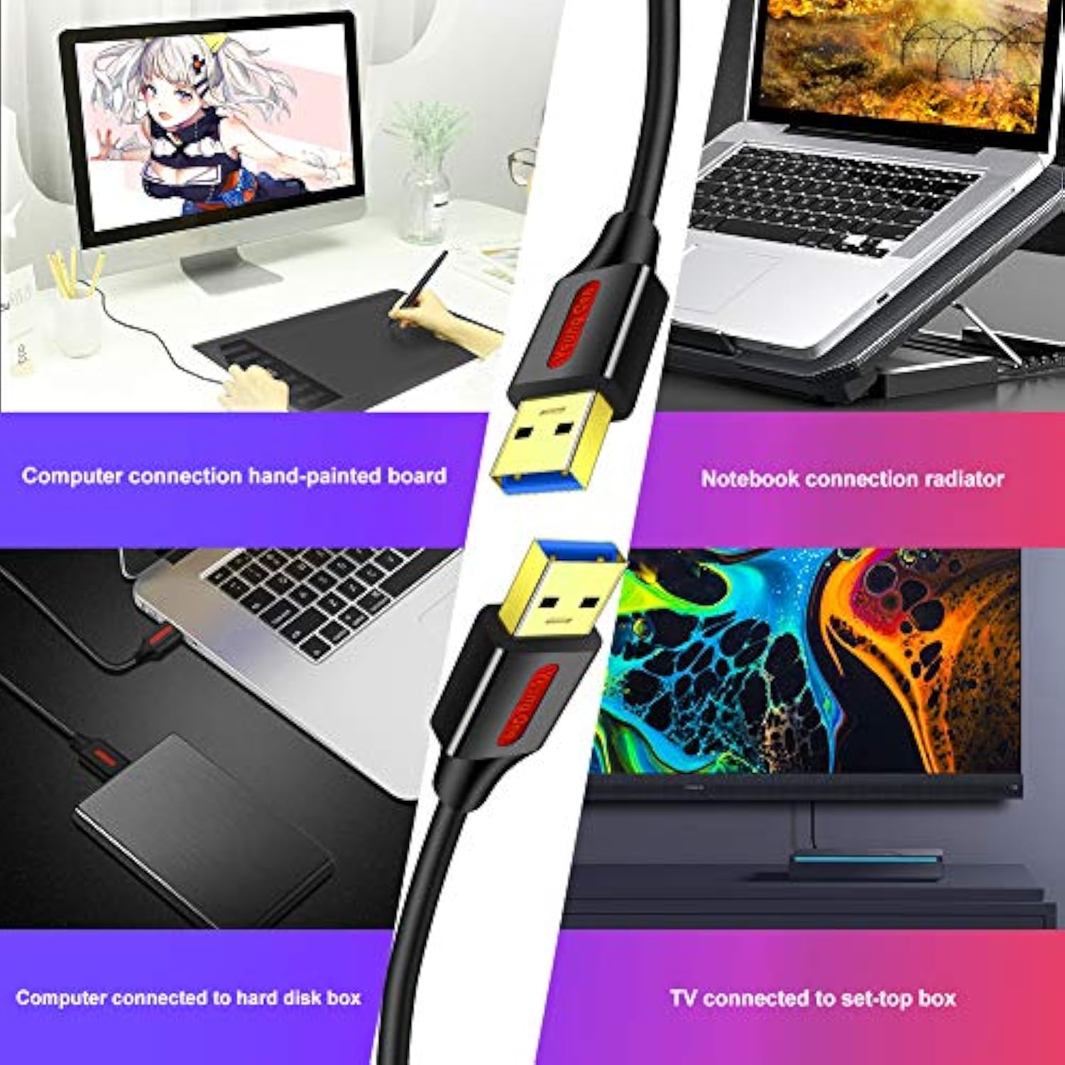Usb 3.0 A To A Male Cable 10 Ft,Usb To Usb Cable Type A Male To Male Cable Usb