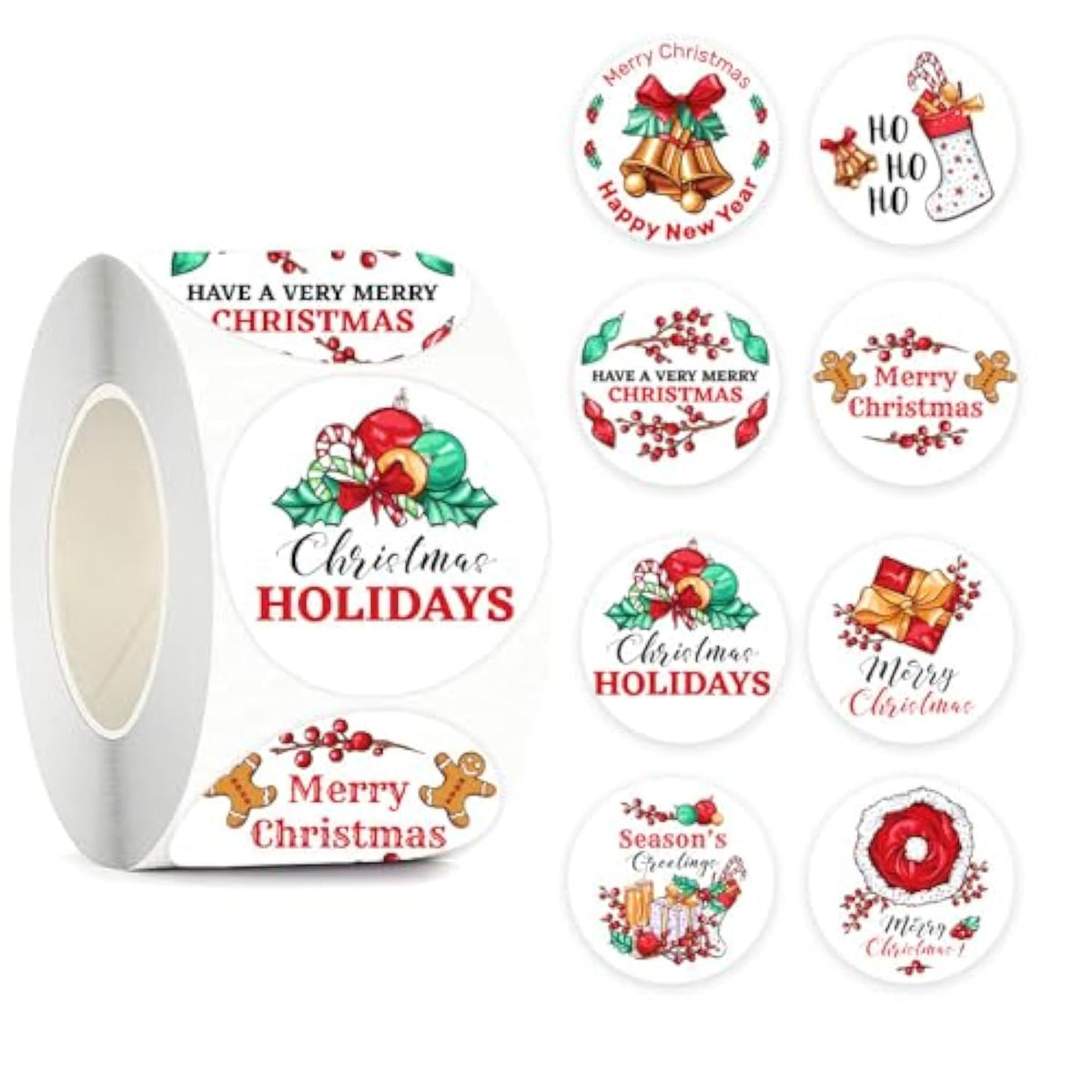 Christmas Stickers 500 Pcs Merry Christmas Stickers Envelope Seals Labels Stickers 8 Christmas Designs Envelope Seal Sticker Card Gift Envelope Box Christmas Party Decorations Supplies