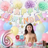 Rainbow 6Th Birthday Party Pack - 40" Gradient Number 6 Balloon, Banner & Supplies For Kids