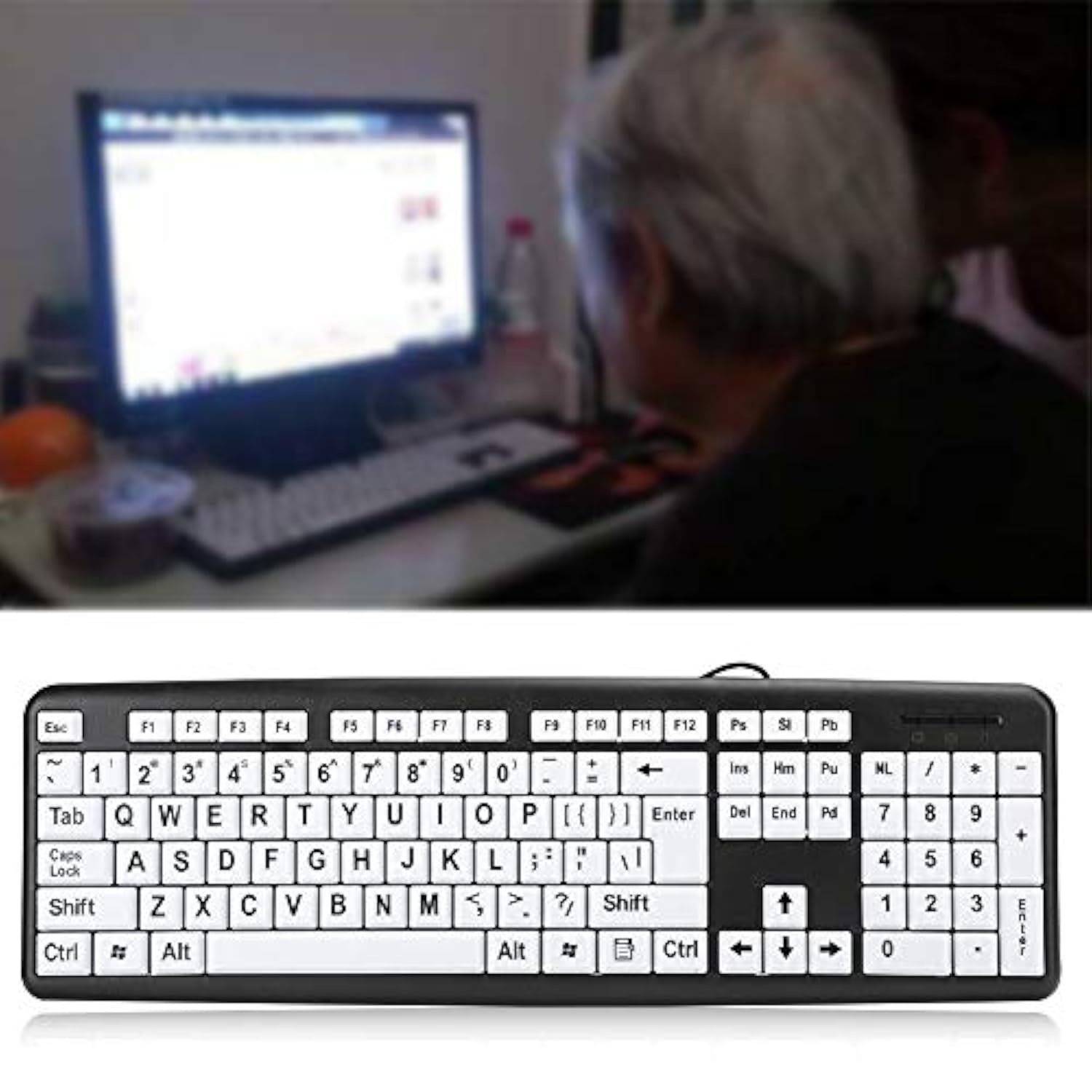Large Print Computer Keyboard Wired Large Letter Key Keyboard Usb Low Vision K