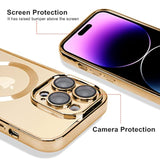 OOK Magnetic Case Made for iPhone 14 Pro Max (6.7 Inch) [Built-in Camera Lens Protector] [Compatible with MagSafe] Soft TPU Anti-Scratch Shockproof Protective Slim Clear Case for Women Men - Gold