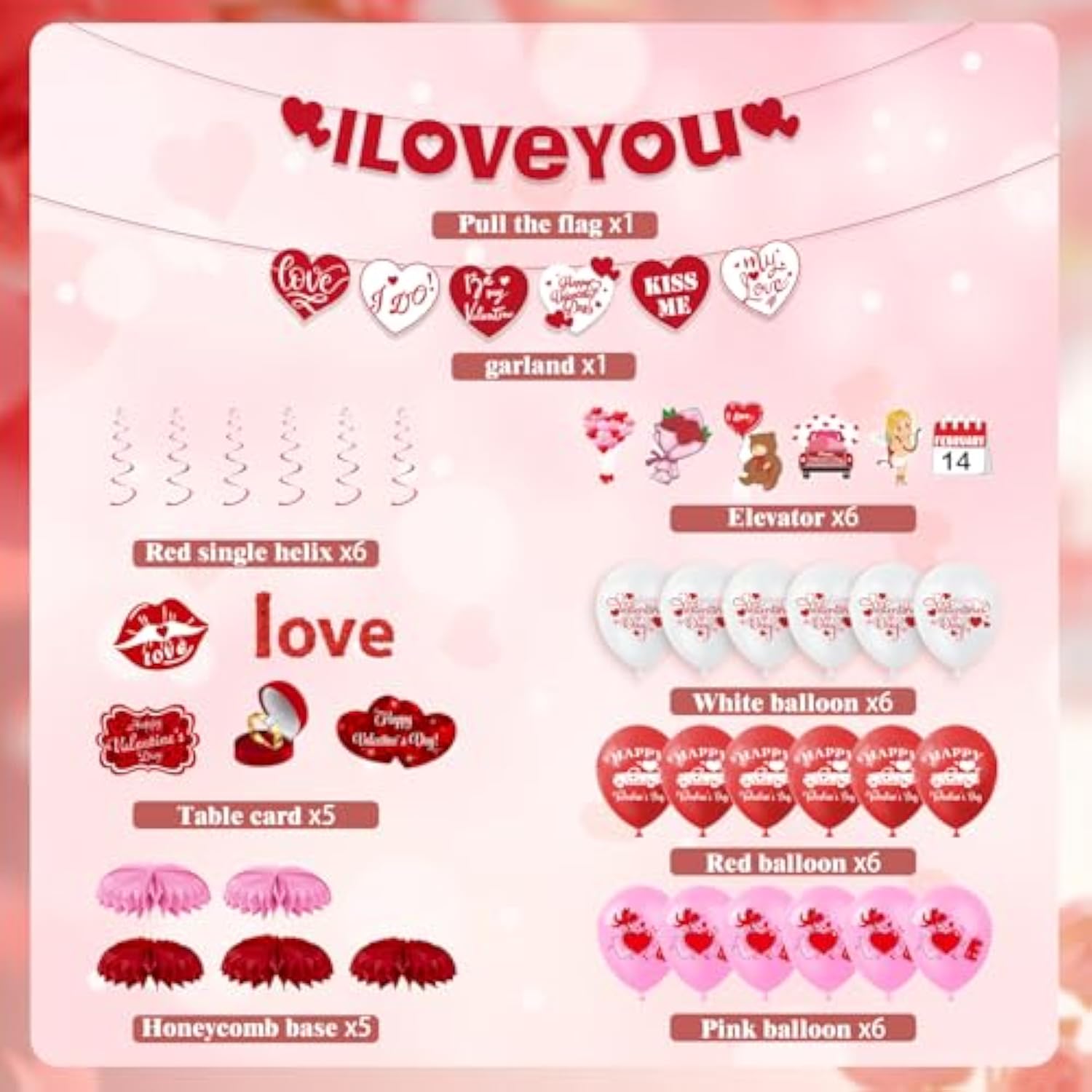 31 Pcs Valentines Day Decorations Kit | Galentines Day Party Decorations | Valentines Centerpieces For Tables | Valentines Banner, Happy Valentines Day Balloons, Valentines Day Centerpieces