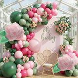 Spring Flower Balloon Garland Kit With Sage Green Pink Balloons Flower Foil Balloons For Baby In Bloom Baby Shower Spring Theme Birthday Garden Tea Party Decorations