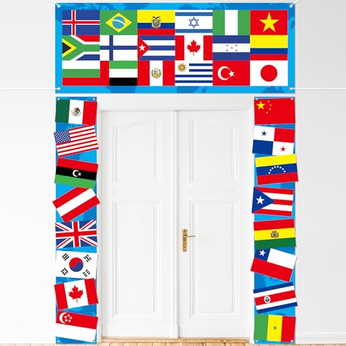International Party Decorations 3 Pcs Country World Flags Door Banner Decor