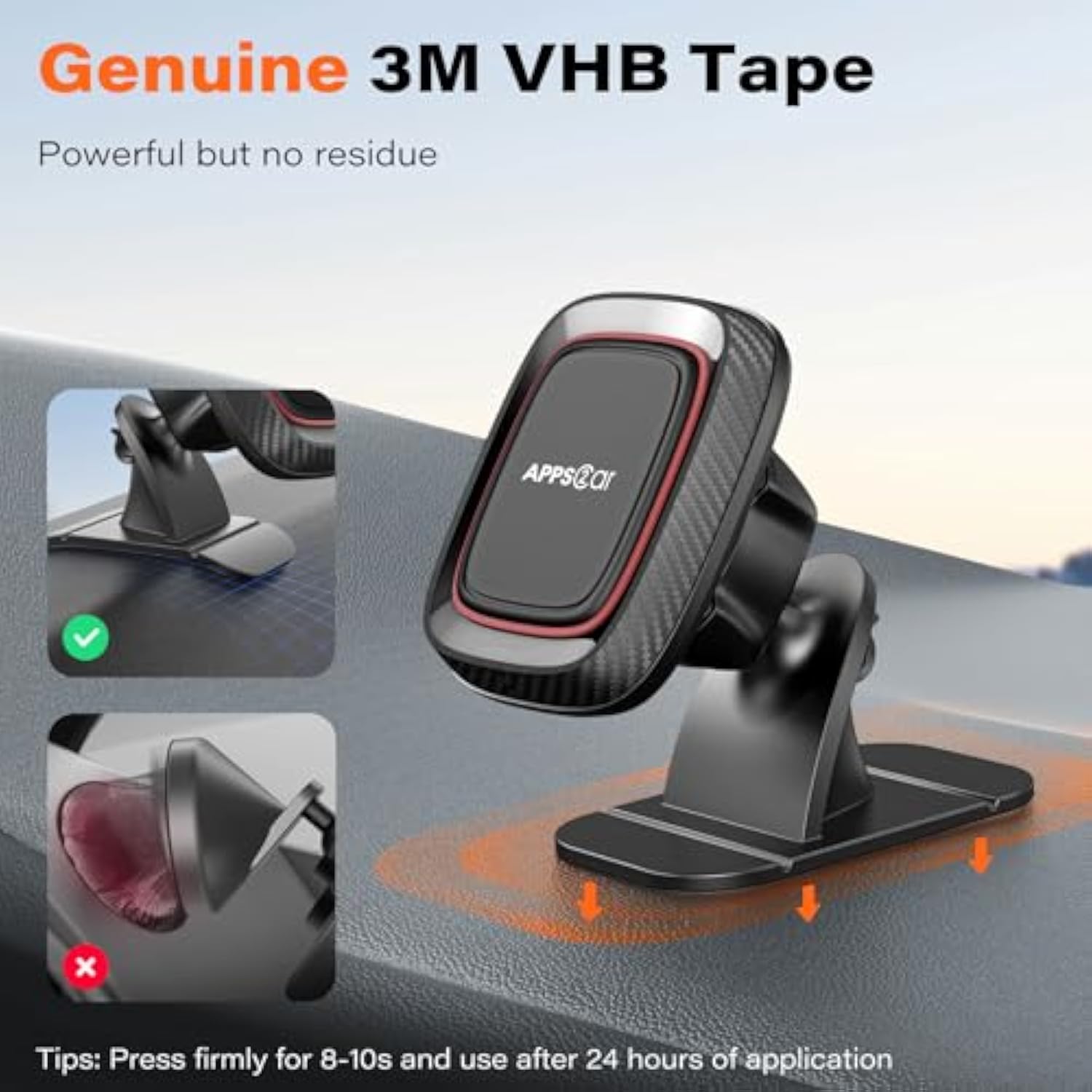 [2 Pack] Magnetic Phone Holder For Car, [Super Strong Magnet] Phone Mount For Car, Dashboard Magnetic Car Phone Holder Mount With Strong Vhb Adhesive Mounting, Compatible With Iphone, Samsung