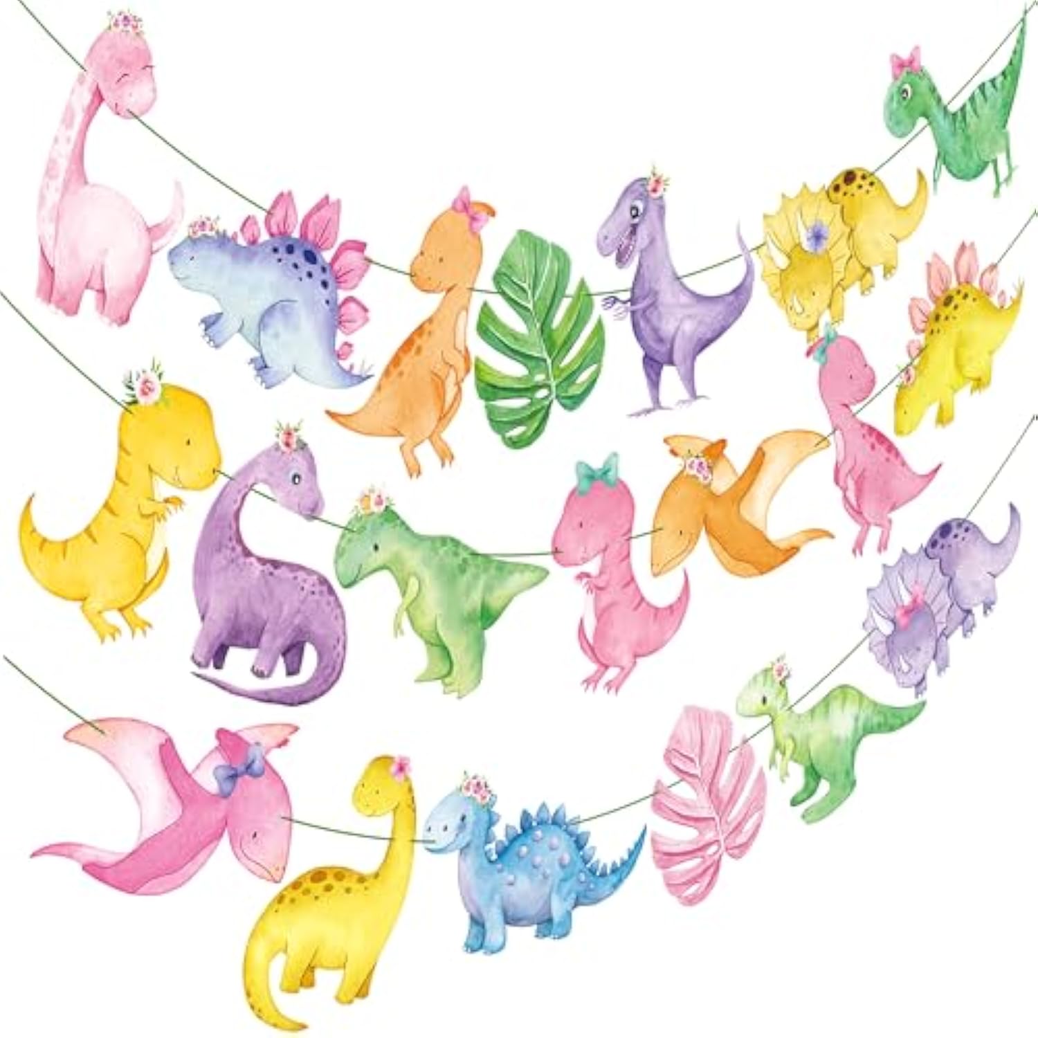 3 Pcs Pink Dinosaur Party Banners Girls Birthday & Baby Shower Decor
