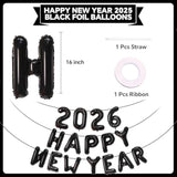 16in Black 2026 Number Balloons Happy New Year NYE Party Decorations
