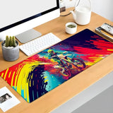 Motocross Rider Gaming Mouse Pad, Colorful Abstract Mousepads For Gaming Home Office Work, Extended Mats Computer Keyboard Laptop, 31.5×11.8 Inch Large Desk Mat With Non-Slip Rubber Base