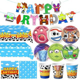 Toy Birthday Party Supplies,123Pcs Party Decorations Include 6 Different Style Paper Plates,Banner,Tablecloth,Napkins And Cups For Boys Girls Birthday Decor, Serve 30+Guest