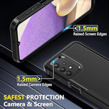 For Galaxy A32 5G Case, [10 Ft Military Grade Drop Protection] [Non-Slip] [2 Pcs Screen Protector] Heavy Duty Full-Body Shockproof Case For Samsung Galaxy A32 5G 6.5"-Black