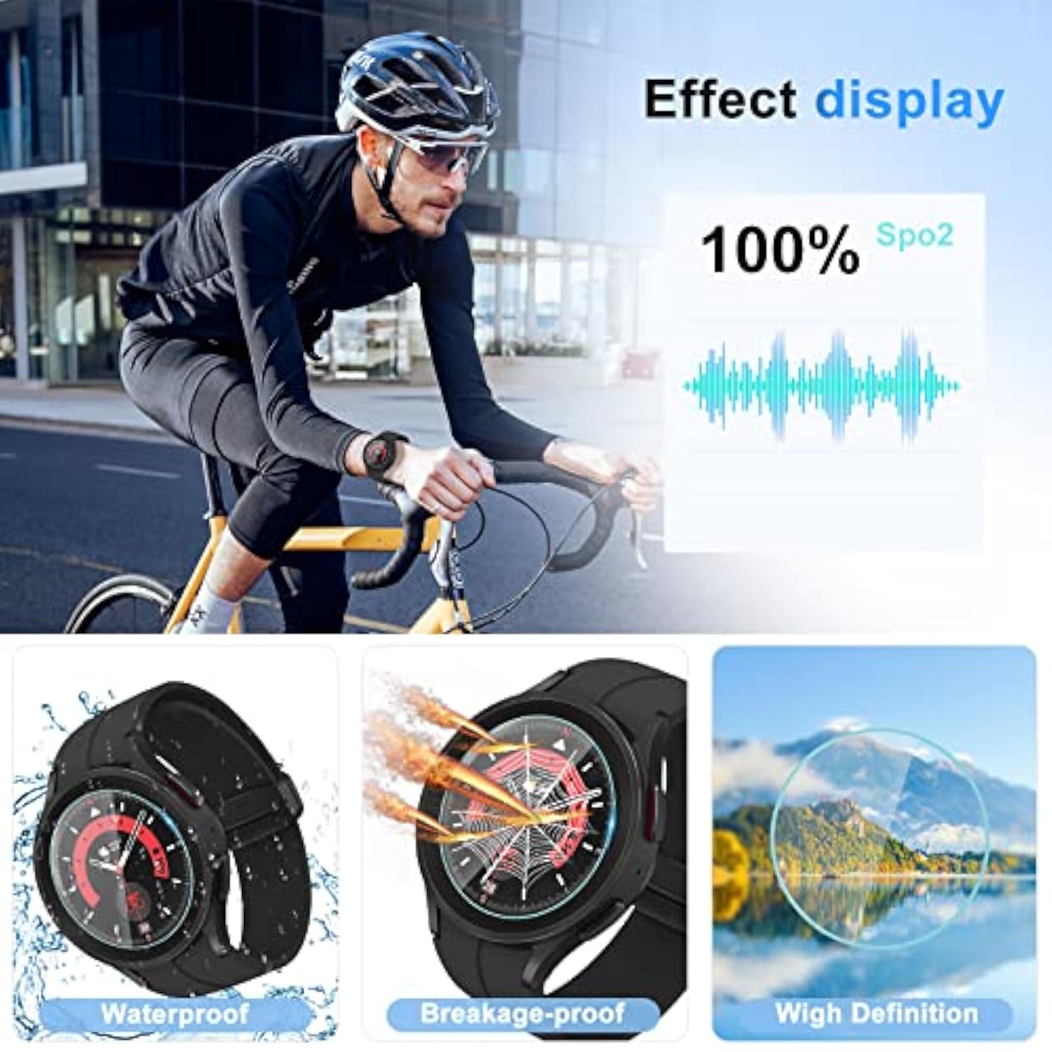 2+2Pack For Samsung Galaxy Watch 5 Pro 45Mm Screen Protector, Privacy And Highdefinition Combination, [Antiscratch] Ultrathin Tempered Glass Screen Protective Film
