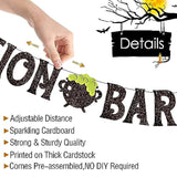 Potion Bar Banner Halloween Poison Bat Horrible Witches Haunted House Theme For Men Women Halloween Festival Holiday Party Purple Glitter Decorations (Potion Bar)