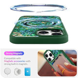 Magnetic For Iphone 16 Pro Max Case, Luxury Colorful Abalone Shell Phone Case For Women Men, Compatible With Magsafe, Cute Sparkle Glossy Shockproof Protective Cover, Emerald Green