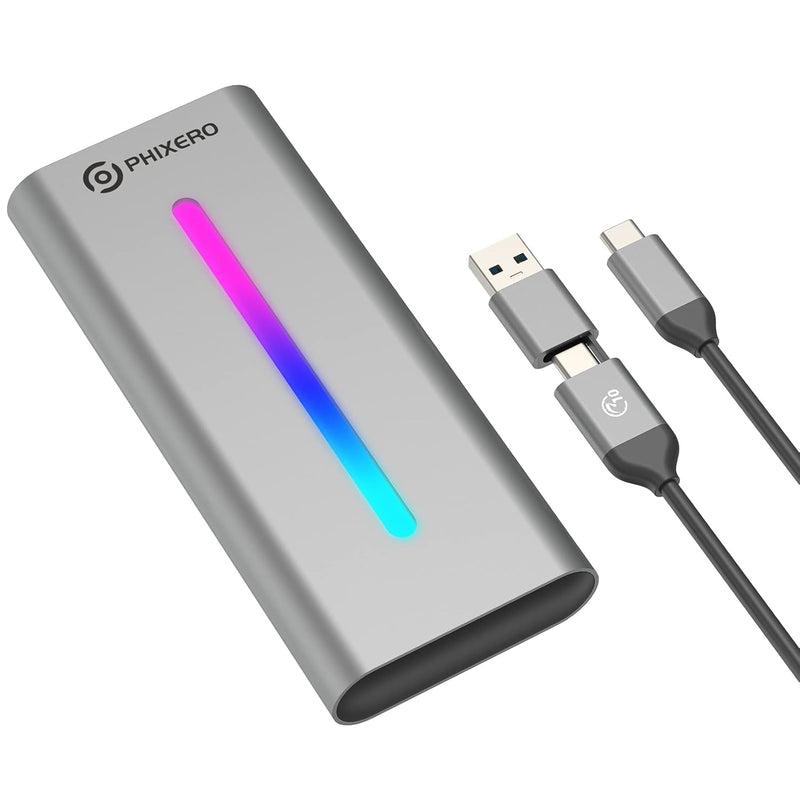 Nvme Enclosure, M.2 Enclosure With Rgb, Usb 3.2 Gen 2 [10Gbps ], Aluminum Allo