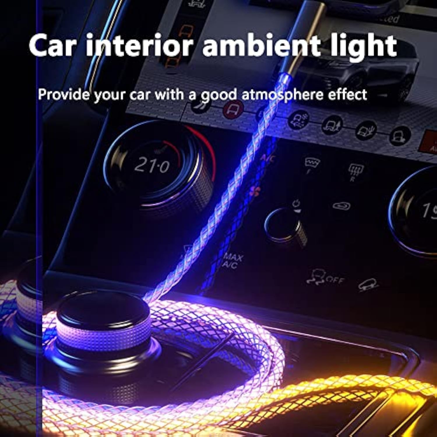 3Ft 66W Led Light Up Glowing Usb C To Usb C Cable,Aluminum Shell Fast Charging