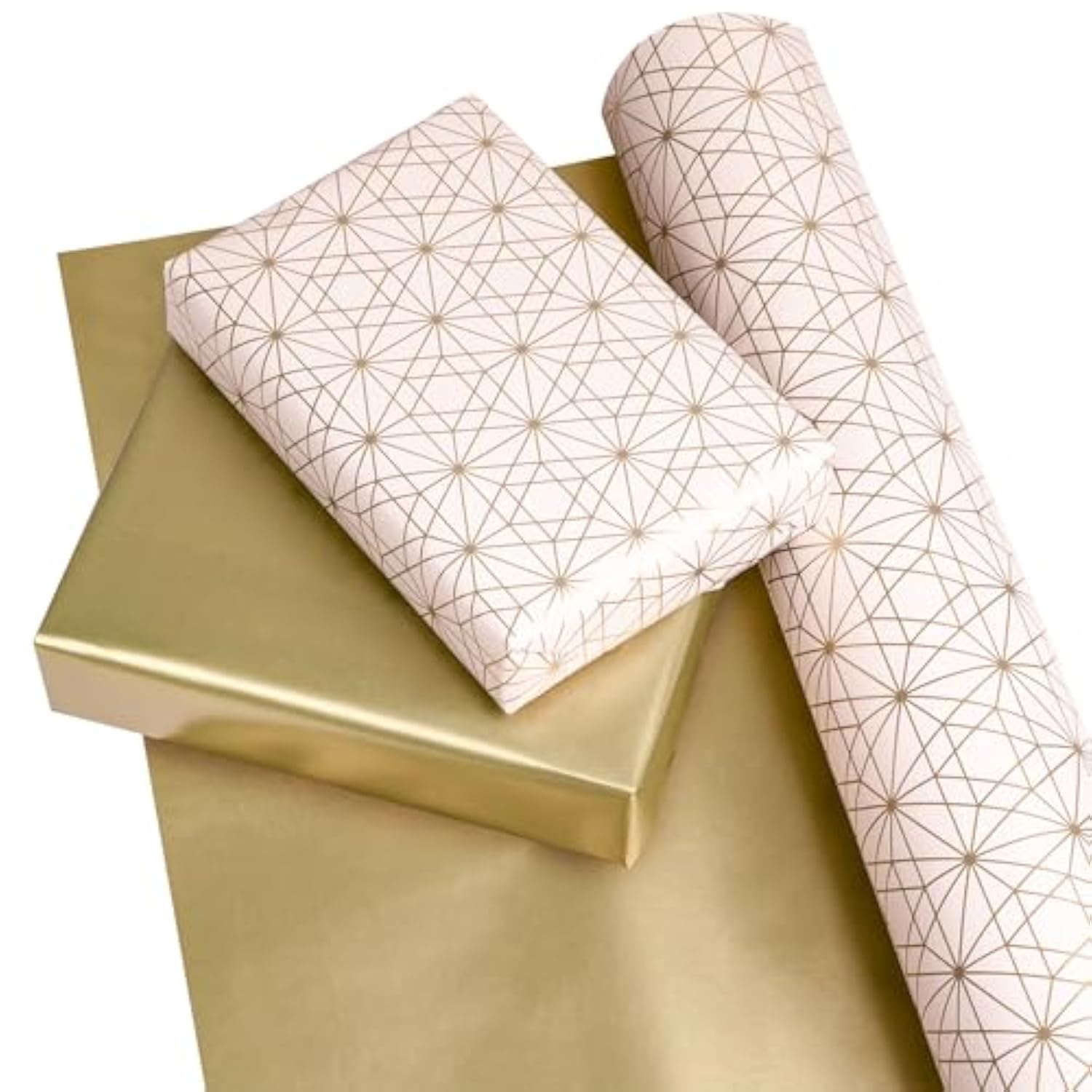 30 Inch Reversible Wrapping Paper - 30 Inch X 100 Feet Jumbo Roll Pink Geometric Patterns Design, Perfect For Wedding, Mother'S Day, Birthday, Baby Shower And More Occasions