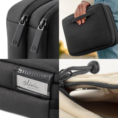Folio Max Double Layer Tech Gear Pouch For Personal, Family, Work Travel Cable Organizer For Electronic Essentials, Chargers & Tech Accessories, With Label Identification In Black
