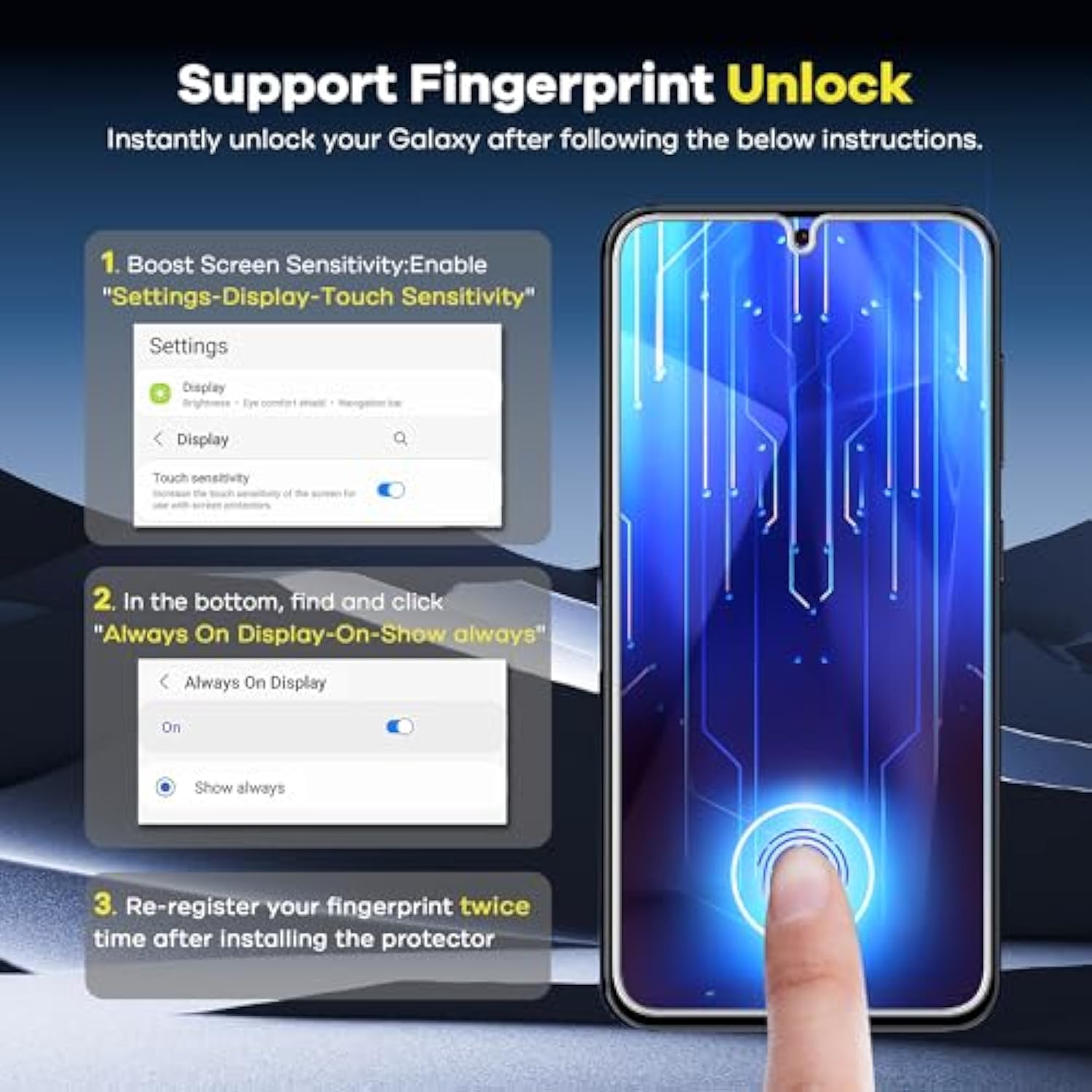4-Pack For Samsung Galaxy S25 Plus/S24 Plus Screen Protector Film [Not Glass] Bubble Free Galaxy S25 Plus/S24 Plus 5G Hybrid Film [Fingerprint Compatible][7H Hybrid]