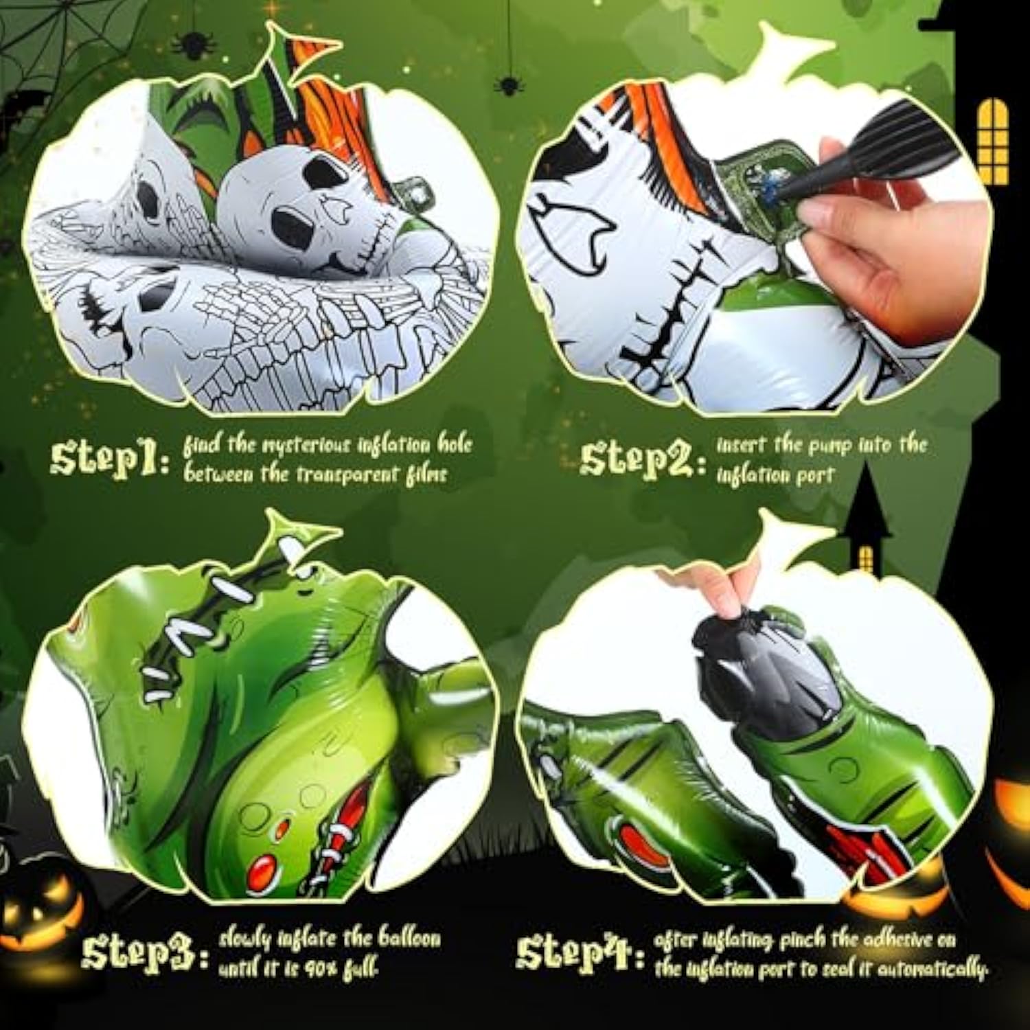 2pcs 4D Zombie Hand Foil Balloons 49 Inch Large Halloween Party Decorations