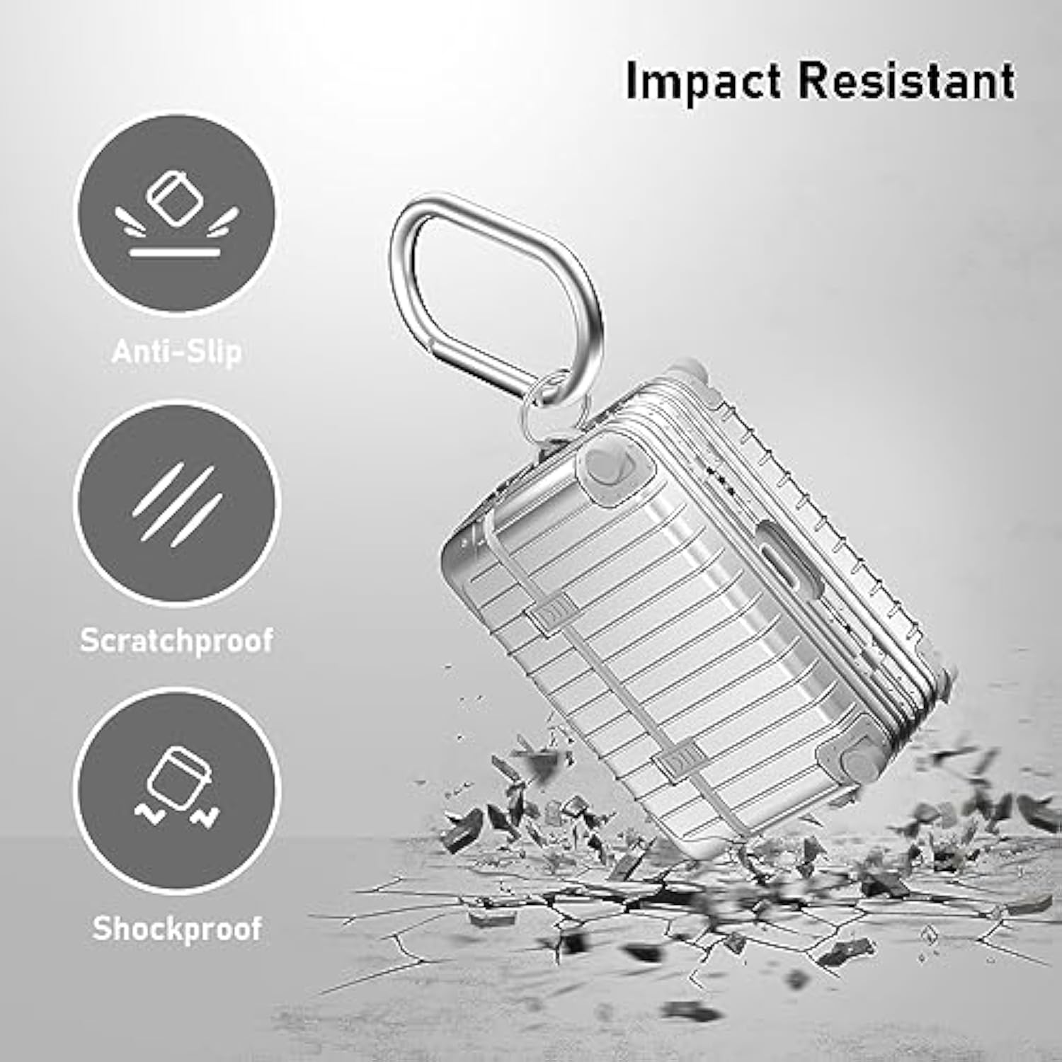 Compatible With Airpods Pro 2Nd/1St Generation Case Cover, Cute Funny Suitcase Design Case For Airpods Pro 2Nd/1St Gen, Fashion Protective Hard Case For Women Men With Keychain (Silver)