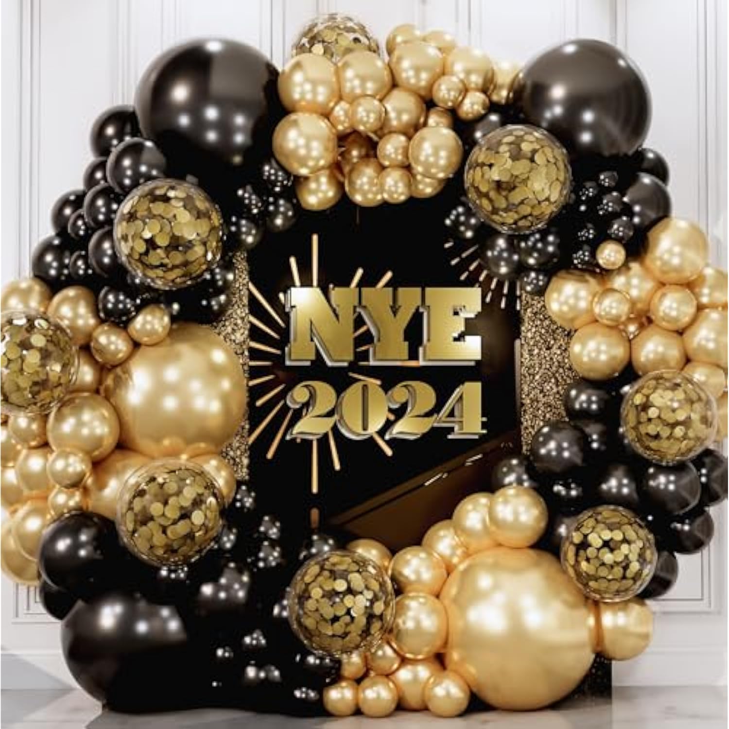 120Pcs – Black And Gold Balloon Garland Kit & Arch – Black Gold Balloo