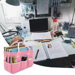 Art Organizer Craft Storage Tote Bag With Pockets And Hadles, Oxford Fabric Carrying Caddy For Teacher, Officer, Artist, Traveler, And More – Pink