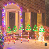 Christmas Decorations, Solar Christmas Pathway Lights Outdoor Decorations, 8 Modes Xmas Tree Candy Lights Waterproof Led Garden Stake Light For Walkway Yard Lawn Porch Holiday Decor-6 Pack
