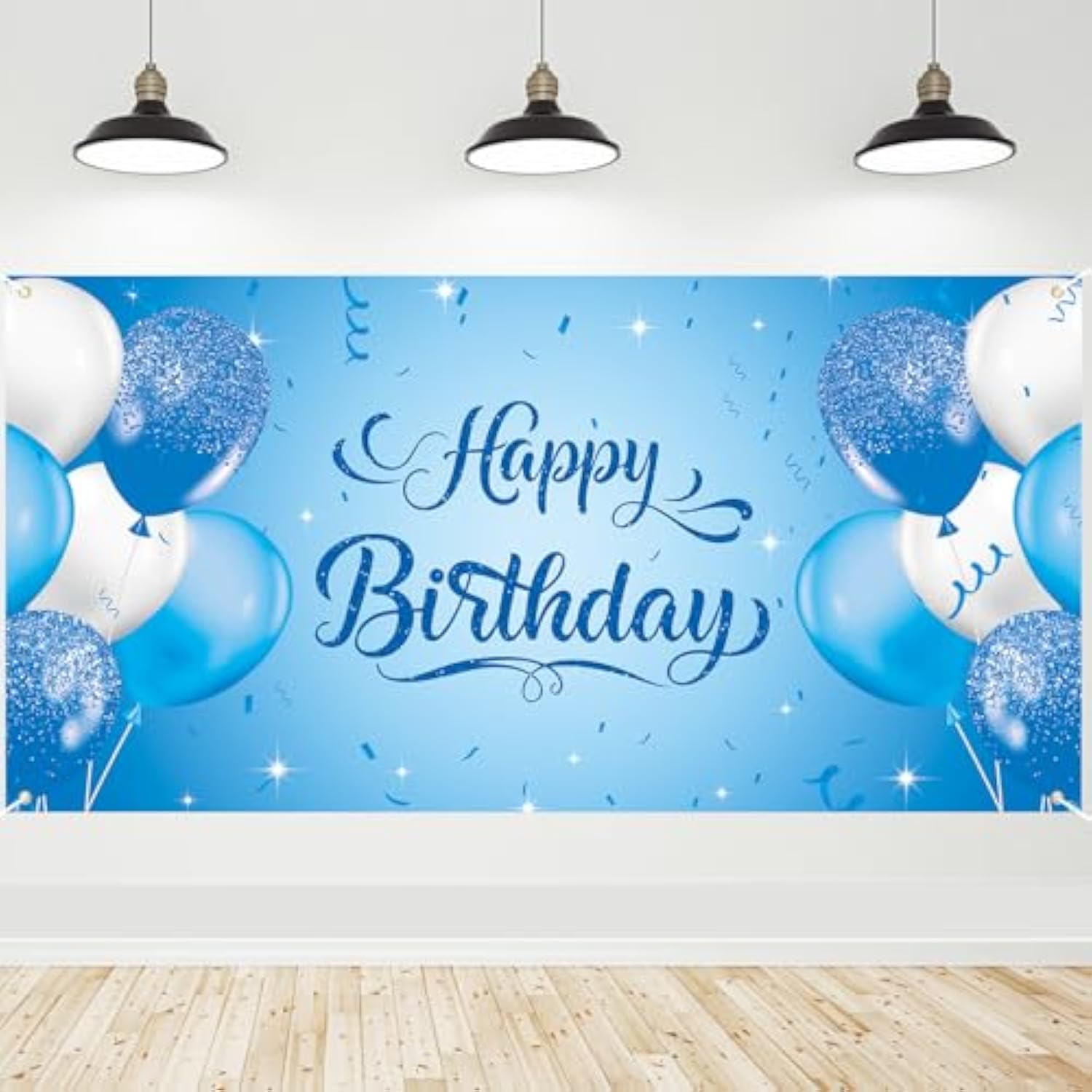 Blue Birthday Banner, Light Blue Happy Birthday Backdrop For Girls Boys(5.9 X 2.9 Ft), Women Men Bday Party Photo Background