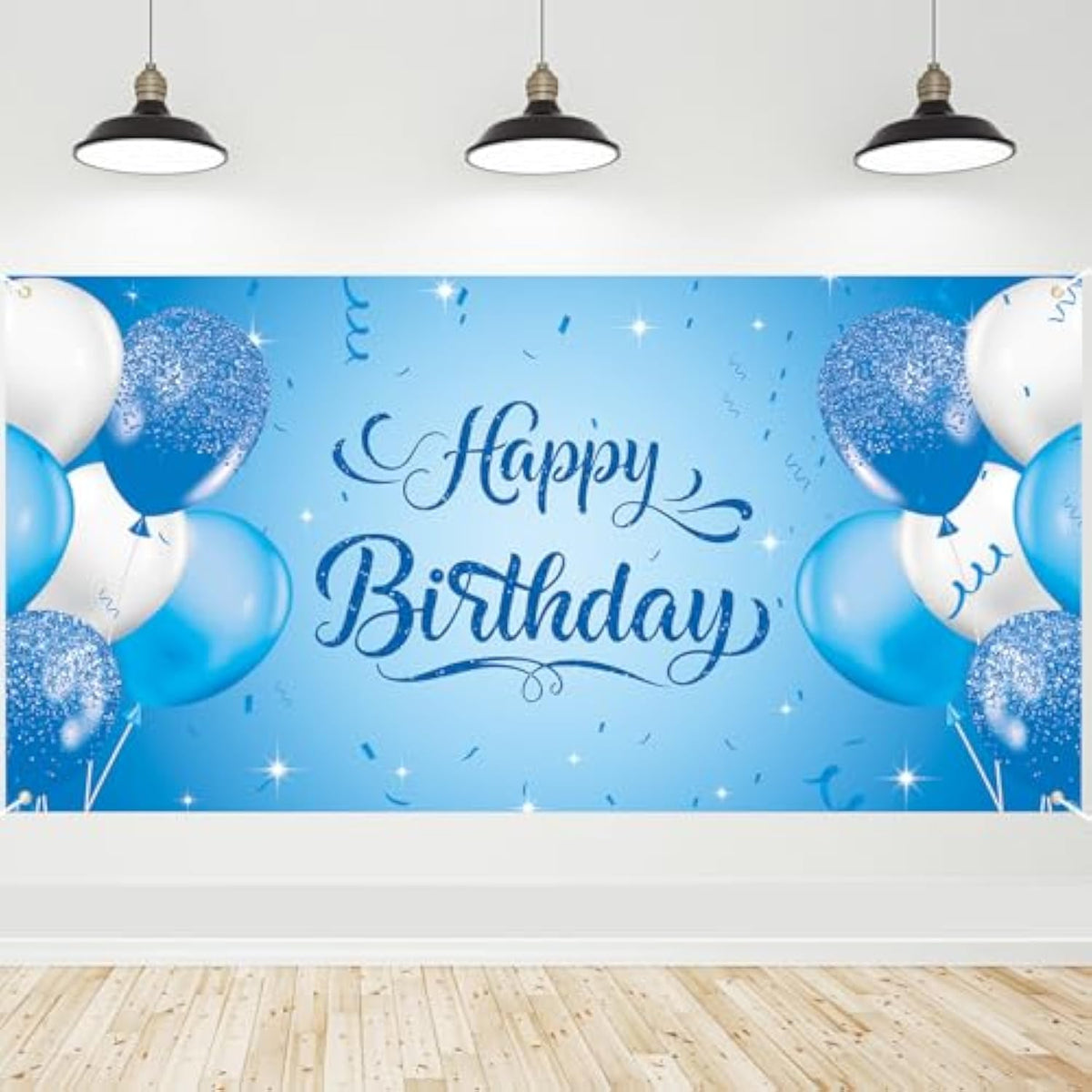 Blue Birthday Banner, Light Blue Happy Birthday Backdrop For Girls Boys(5.9 X 2.9 Ft), Women Men Bday Party Photo Background