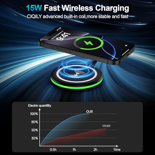 Wireless Phone Charger Samsung Fast Charging Pad for Samsung Galaxy S26/S25 Ultra/S24/S23/S22/S21/S20/Z Flip 7/iPhone 17/16 2Pack 15W Fast Wireless