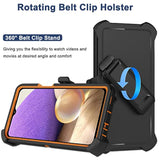 For Samsung Galaxy A32 5G Case With Belt Clip Holster, 2X Screen Protector, Heavy Duty Military Grade Full Body Shockproof Dust-Proof Rugged Protective Cover For Samsung A32 5G Orange