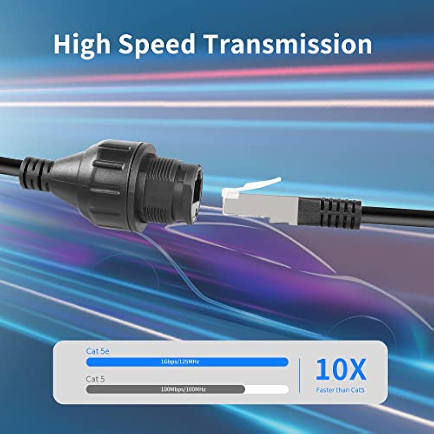 Rj50 10P10C Panel Mount Waterproof Connector Cat5E Rj50 Male To Female Outdoor