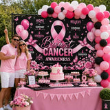 Breast Cancer Awareness Backdrop Banner October Pink Ribbon Decorations for Home Office We Wear Pink Breast Cancer Awareness Party Decorations Photo Booth Props 70.8 x 43.3 Inch