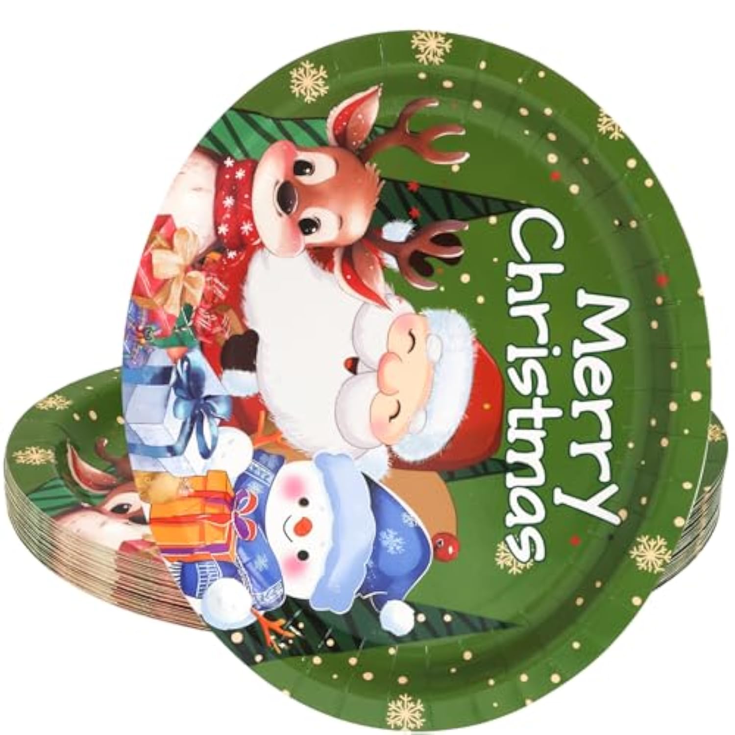 Christmas Oval Paper Plates Santa Snowman Holiday Serving Plates Disposable Merry Christmas Platters For Dinnerware Party Trays Supplies 24 Pcs 10" X 12"